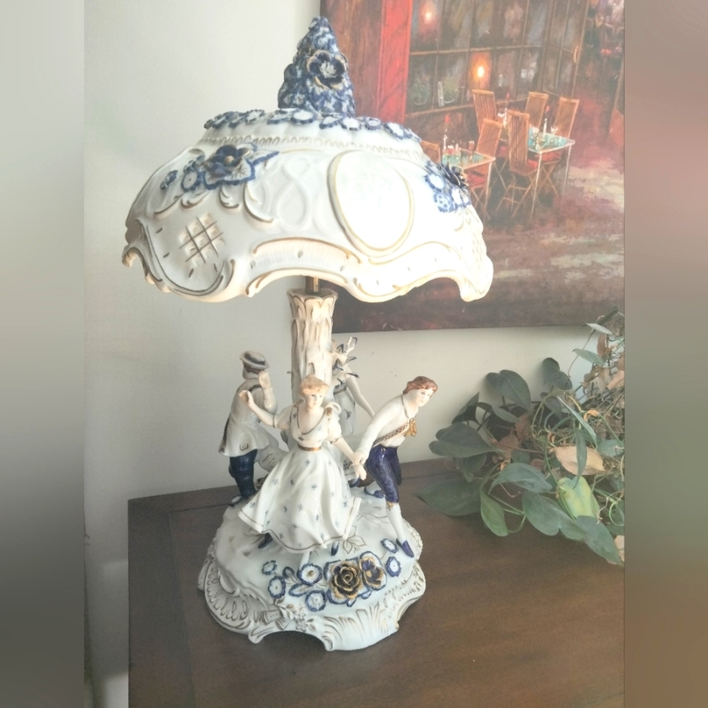 Antique German Von Schierholz Porcelain Lamp